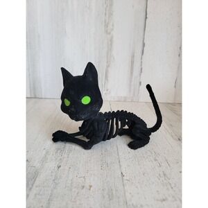 Unique mini Halloween flocked black cat green eye figure decor kitten